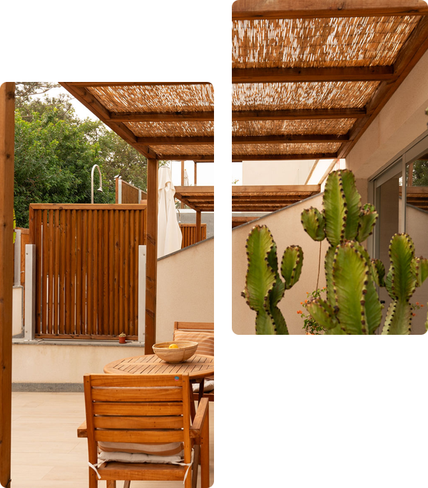 Exterior de los apartamentos Mångata Gran Canaria con vista de la terraza y la zona de comedor